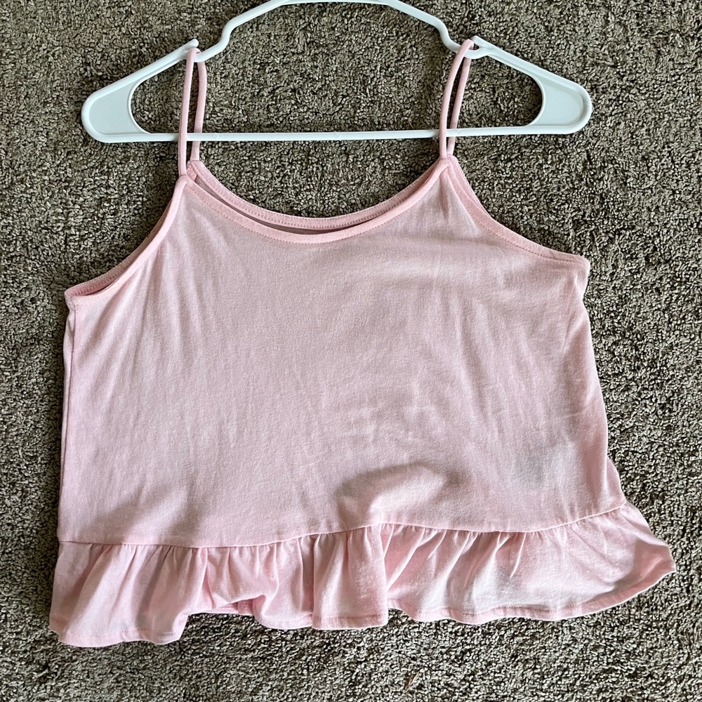 Pink Ruffle Tank Top